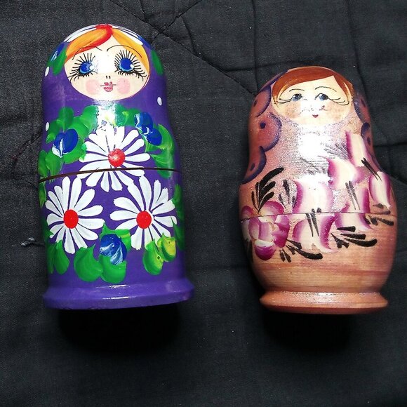 Vintage Hand Painted Russian Dolls Set (3) - Picture 2 of 7